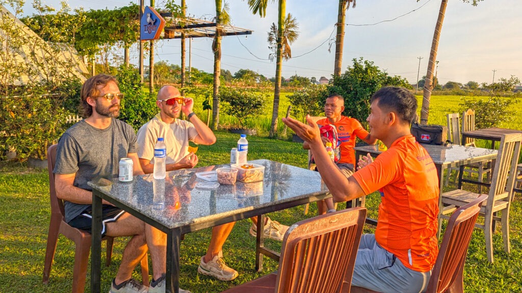 Countryside cycling tour at sunset of Siem Reap