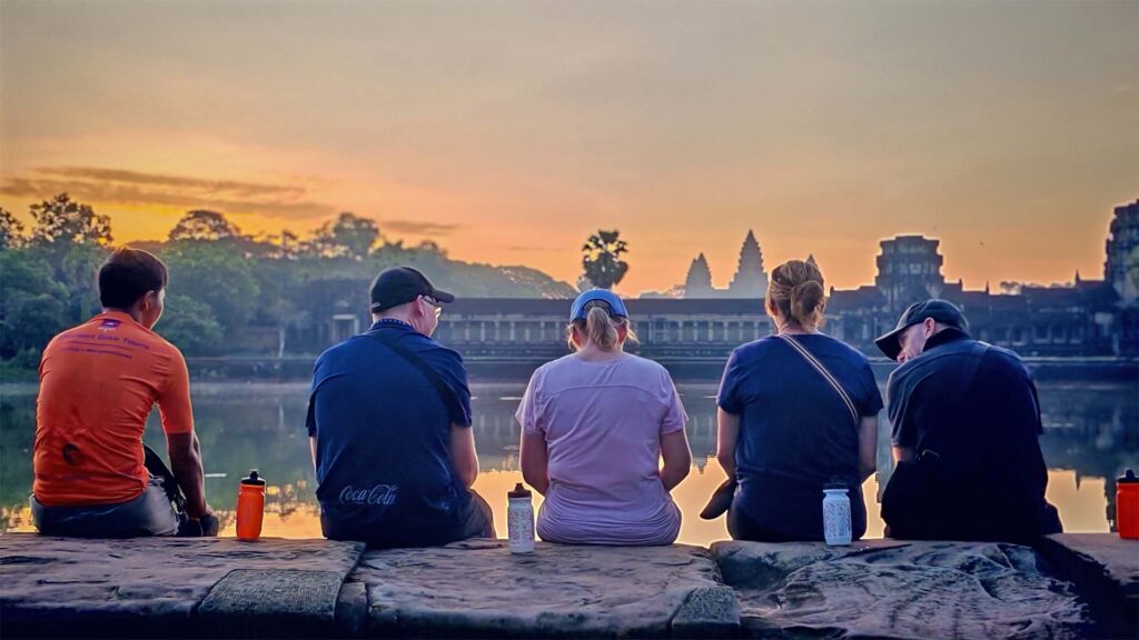 Angkor sunrise bike tour, a spectacular view of the Angkor Wat temple