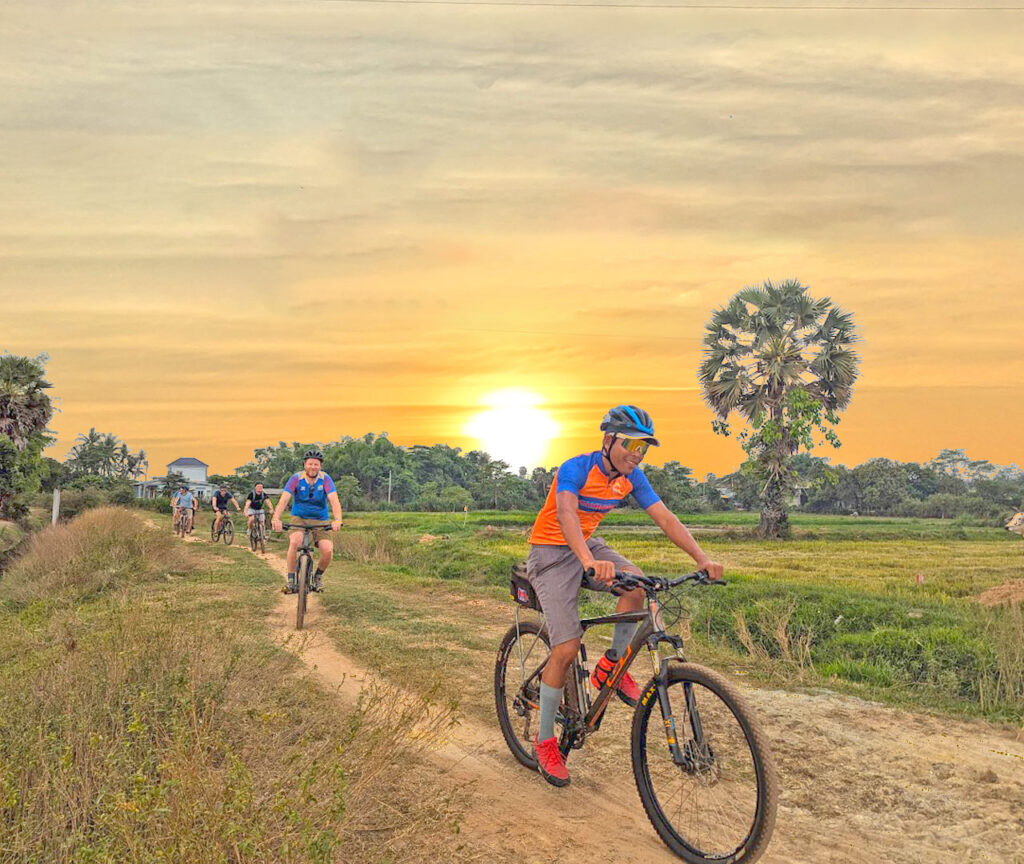 Bike of the Countryside at Twilight with Sunset drinks of Siem Reap