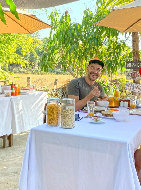 A picnic breakfast for the Angkor Sunrise Bike tour