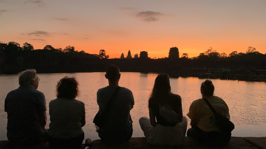 Sunrise view point outer moat of Angkor Wat temple