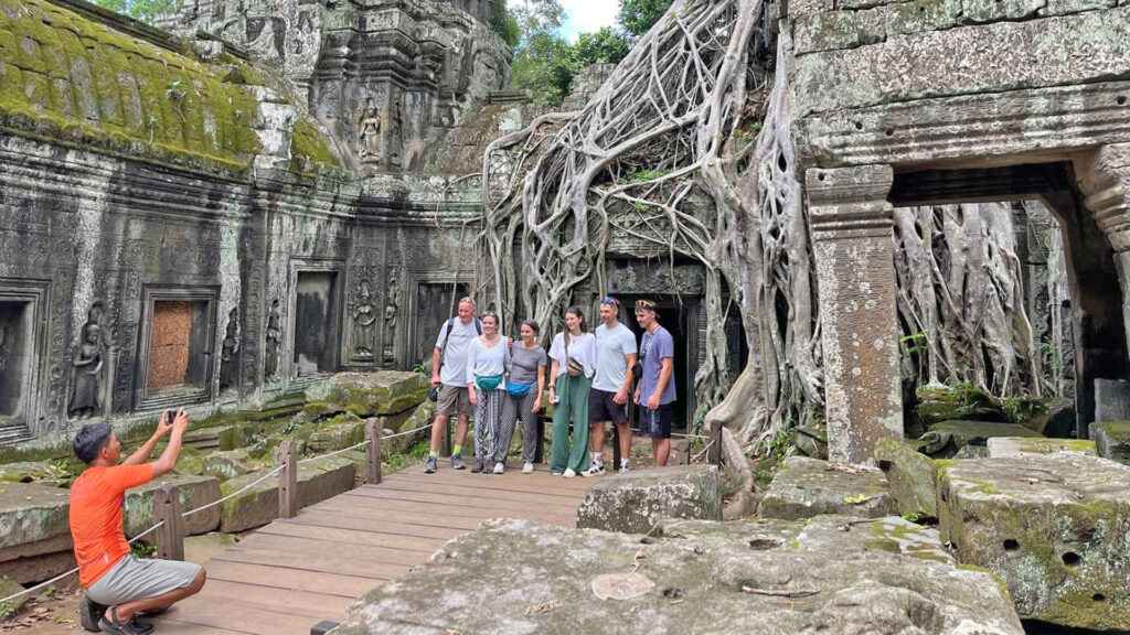 The famous spot for photograph at Ta Prohm temple, the strangler fig tree at Ta Prohm temple
