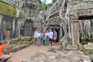 The famous spot for photograph at Ta Prohm temple, the strangler fig tree at Ta Prohm temple