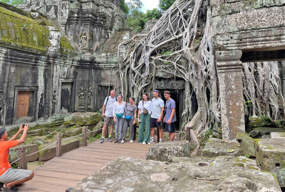 The famous spot for photograph at Ta Prohm temple, the strangler fig tree at Ta Prohm temple
