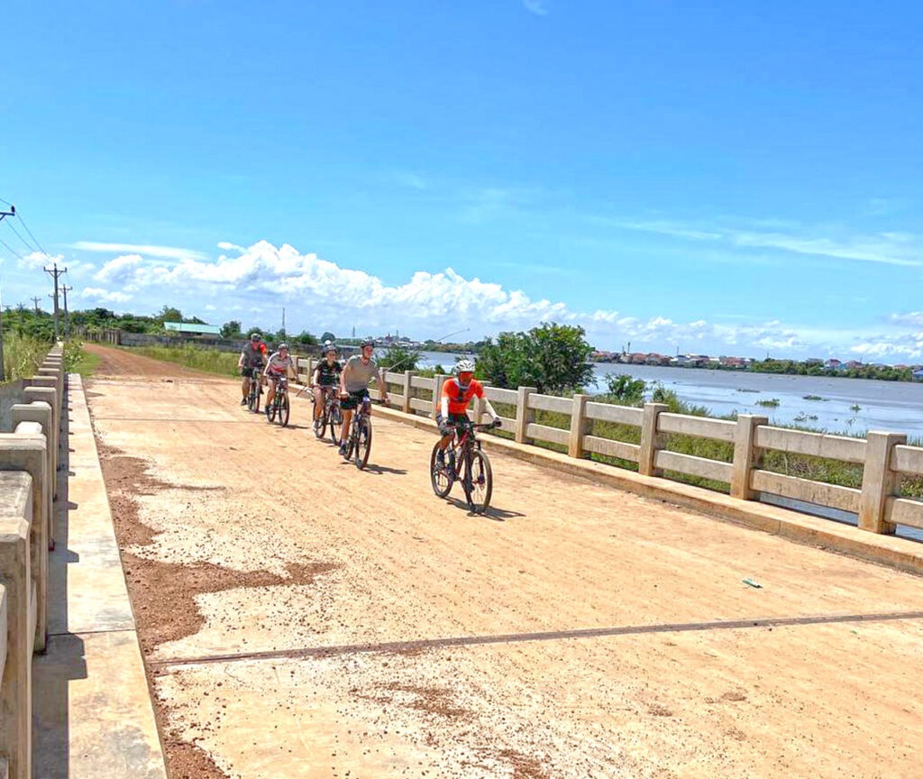 Biking along the Tonle Sap River