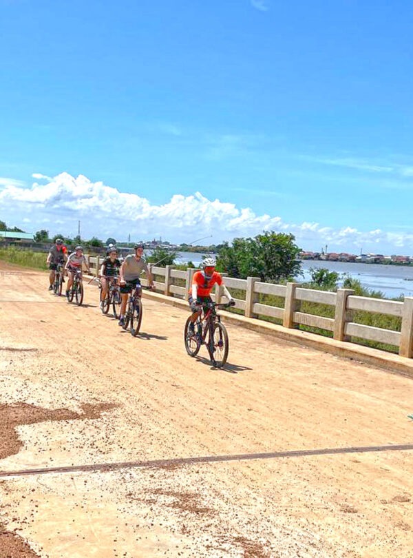 Biking along the Tonle Sap River