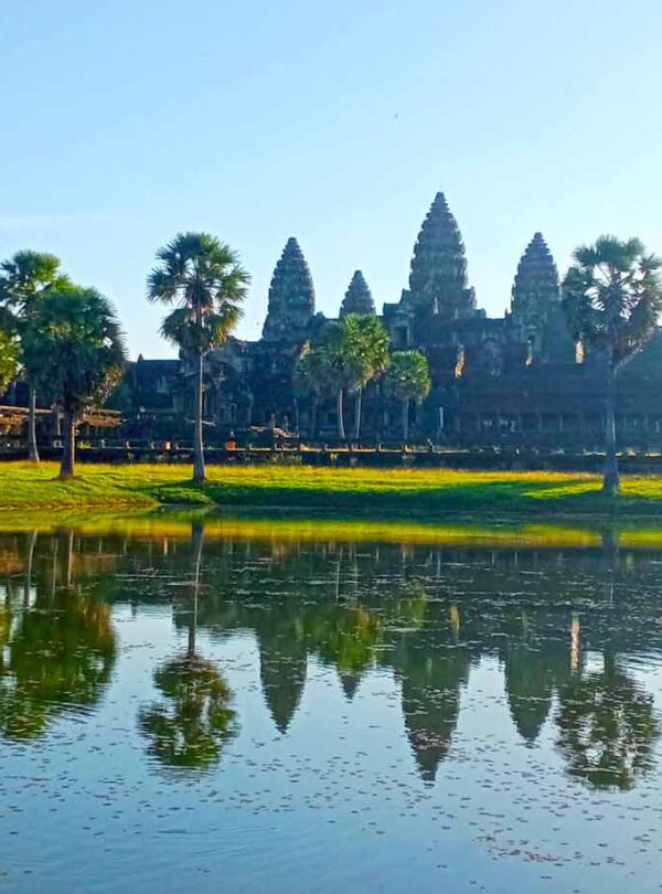 Angkor Wat temple at sunrise with the best reflection