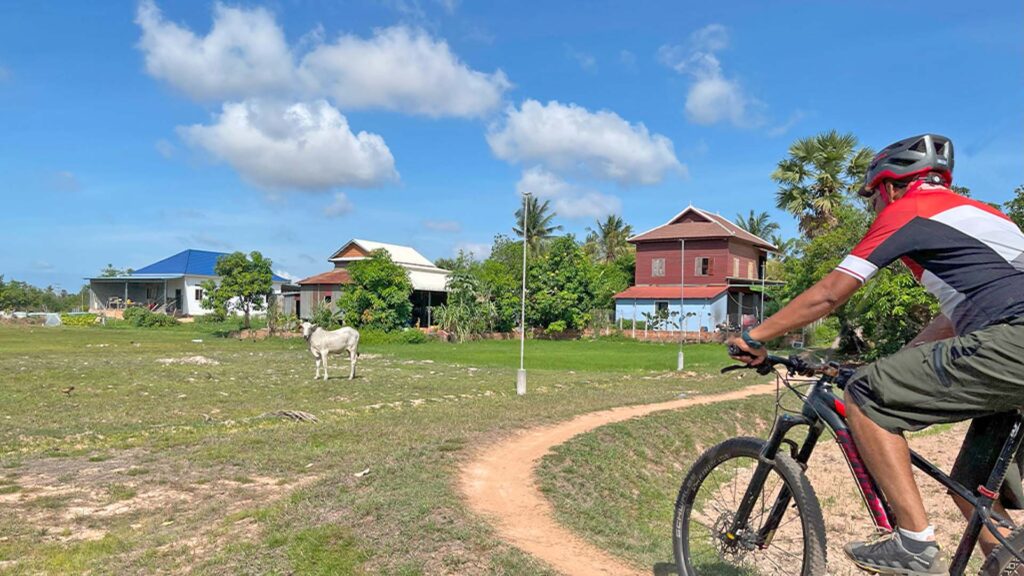 Biking tour on the village trail in Cambodia