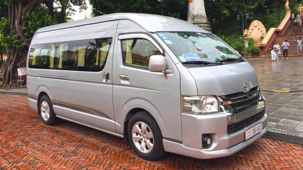 A comfort airport transfer by Toyota Hiace from Elephant Bike Tours