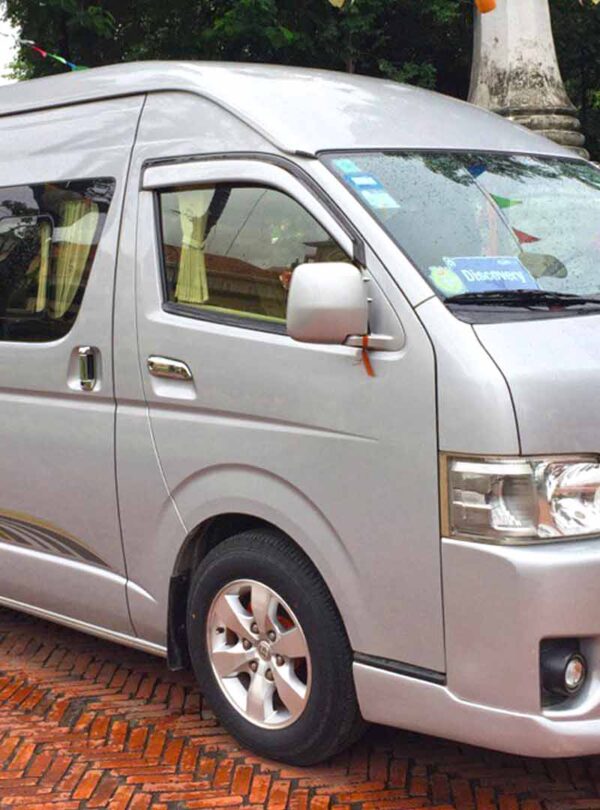 A comfort airport transfer by Toyota Hiace from Elephant Bike Tours
